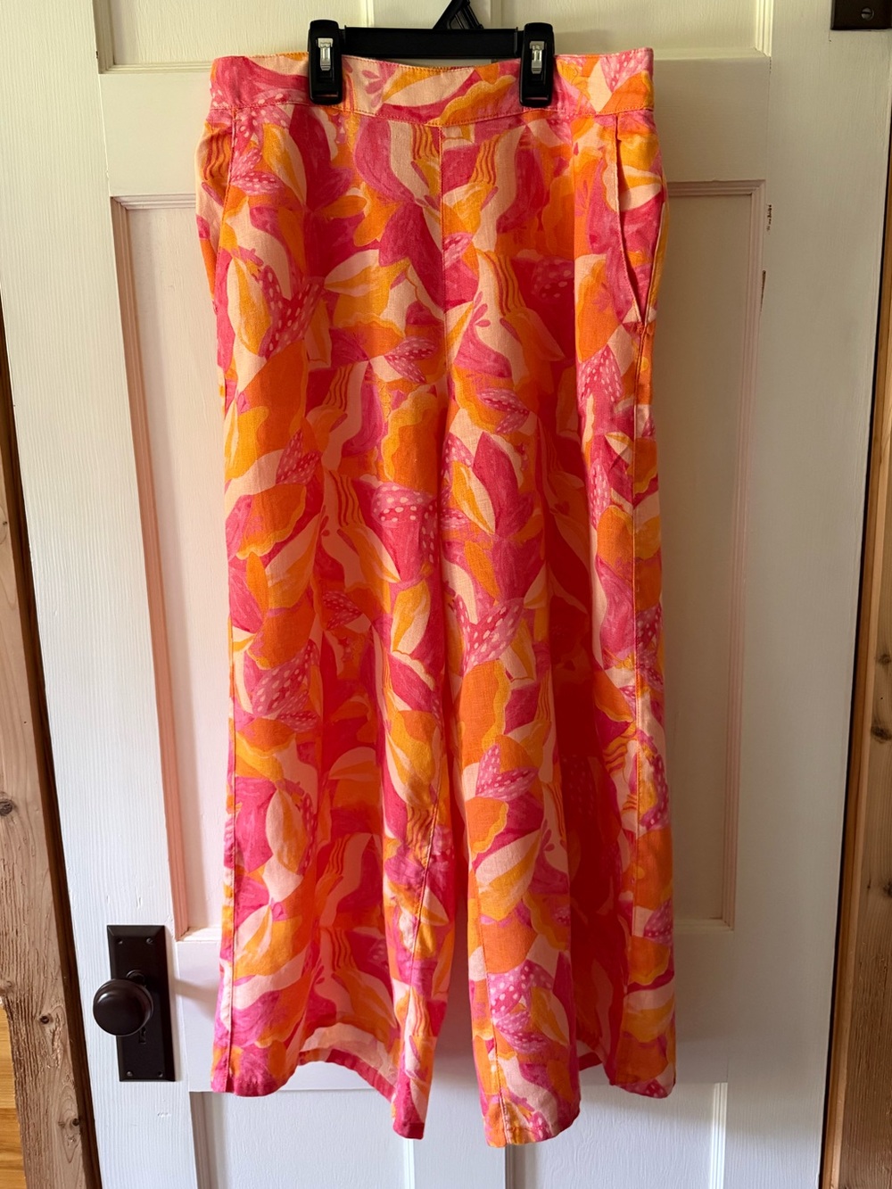 Cynthia Rowley Linen Cropped Floral Vacation Beach Pants - Picture 2 of 9